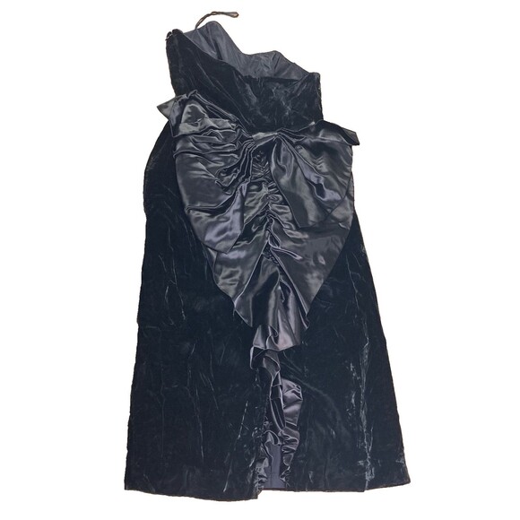 1980s TADASKI *12* Black Velvet Tube Midi Dress Satin Bow Saks Fifth Avenue Vtg - Picture 9 of 12